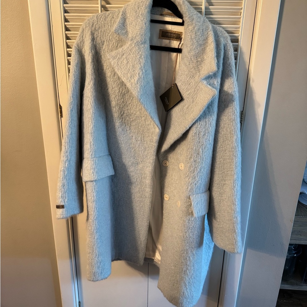 Peserico Light Blue Textured Coat